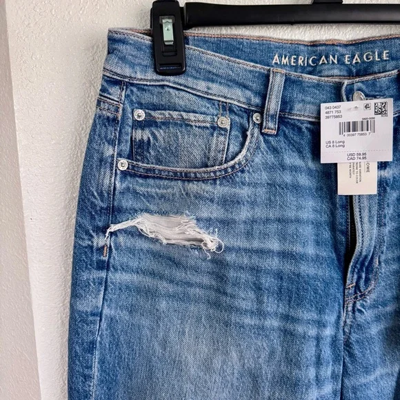 AMERICAN EAGLE SUPER HIGH WAISTED BAGGY STRAIGHT JEAN - Picture 4 of 11